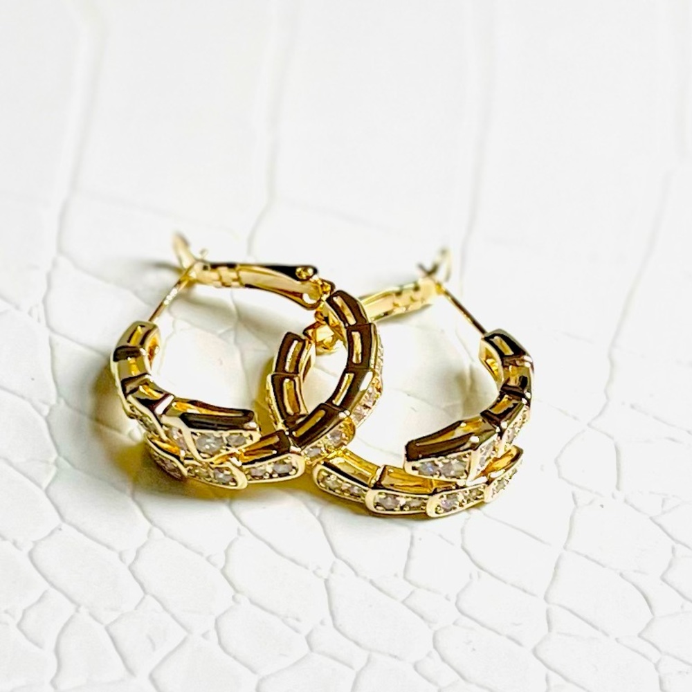 Abigail Creations Snake Shaped Drop Cubic Zirconia Earrings - Picture 5 of 5